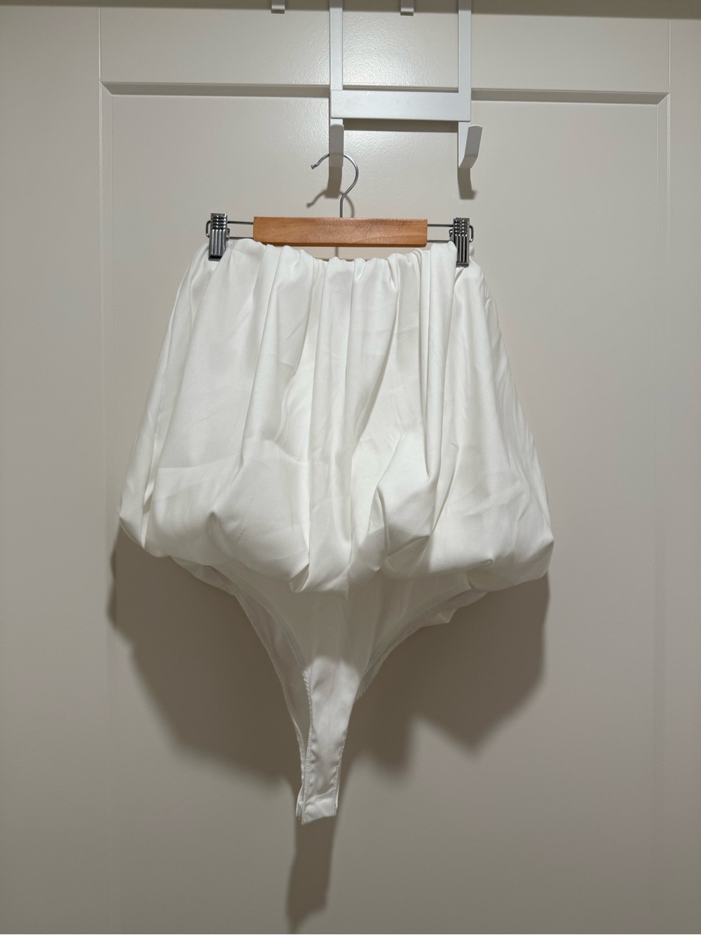 Zara White Gathered Bubble Shirt